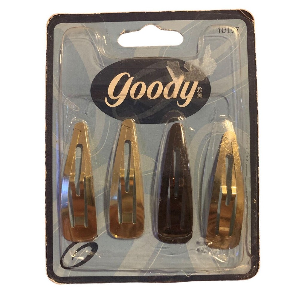 4 Goody Vintage Snap Clips Barrettes 1999 Contour Metal